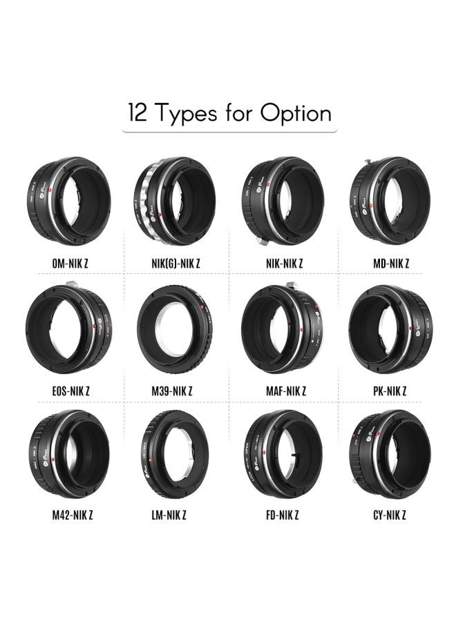 Fikaz - Lens Mount Adapter Ring For Canon EOS EF-Mount Lens To Nikon Z6 Z7 Z-Mount Mirrorless Camera Black/Silver - Image 1