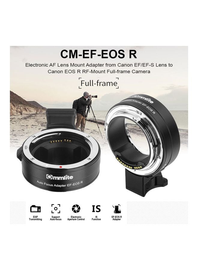 Commlite - Adapter Ring For Canon EOS R RF-Mount Full Frame Camera Black - Image 1