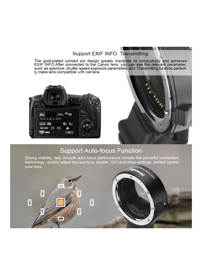 Commlite - Adapter Ring For Canon EOS R RF-Mount Full Frame Camera Black - Image 1