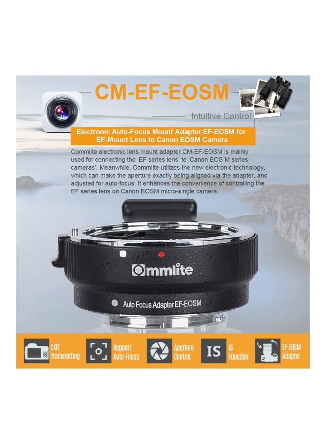 Commlite Adapter Ring For Canon EOS M1/M2/M3/M5/M6/M10 Black  - Image 4