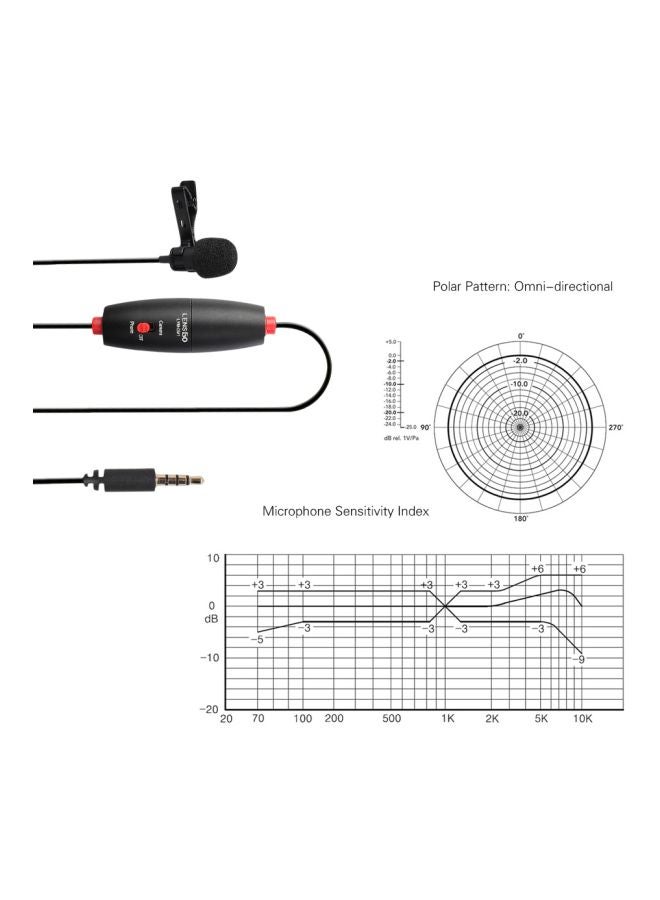 LENSGO Mini Omni-directional Lavalier Condenser Microphone LYM-DM1 Black/Red  - Image 3