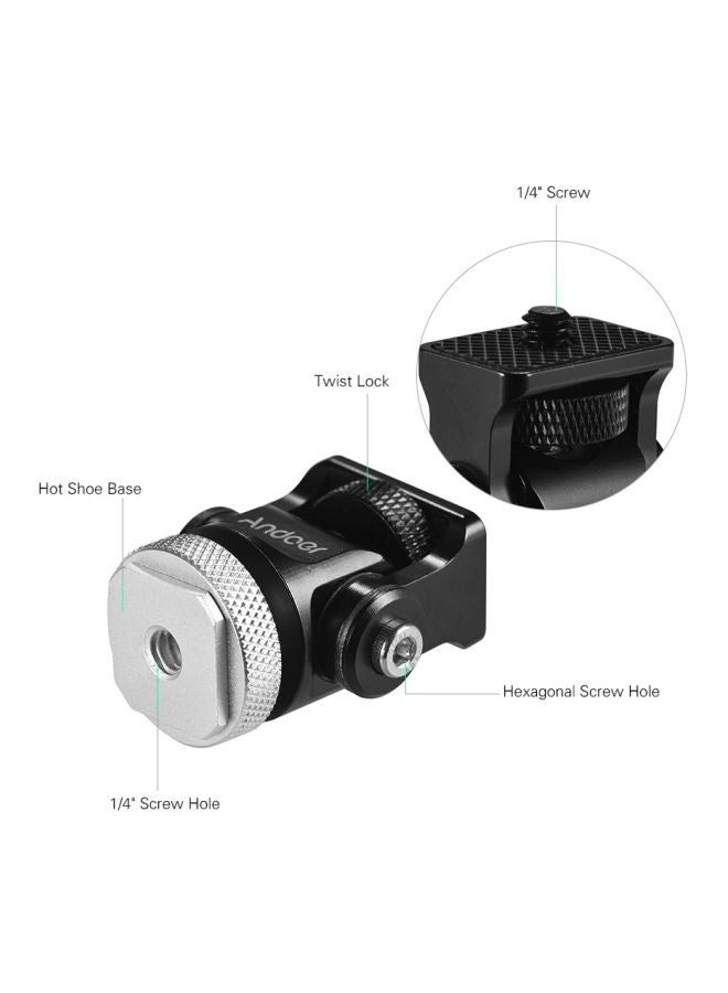 ANDOER 180 Degree Ballhead For Camera Black/Silver - Image 4