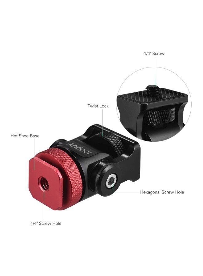 ANDOER 180 Degree Ballhead For Camera Black/Red  - Image 3