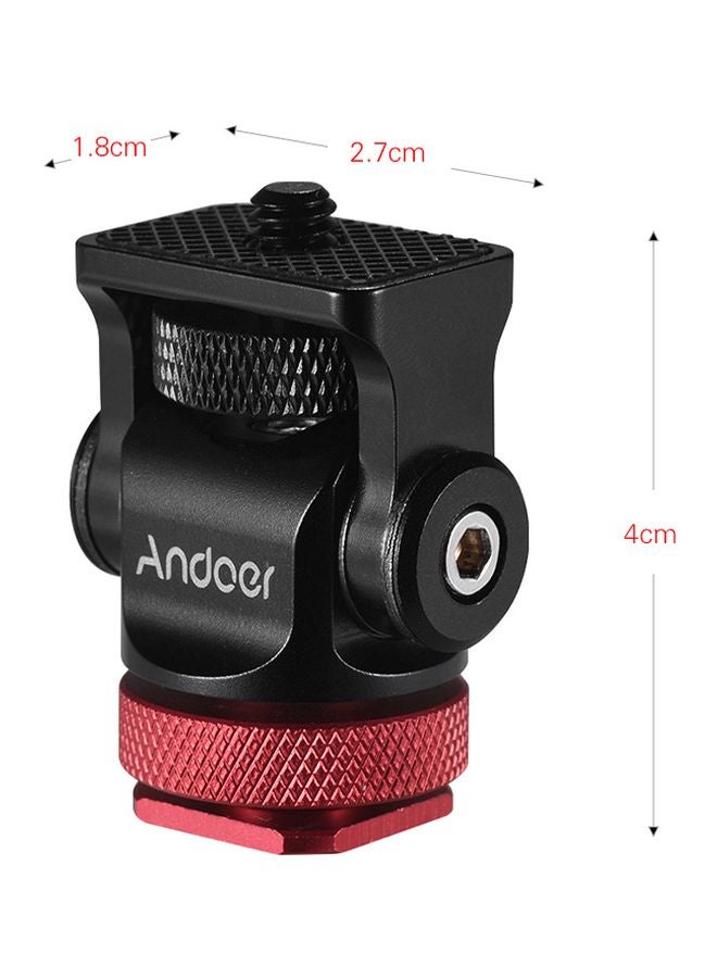 ANDOER 180 Degree Ballhead For Camera Black/Red  - Image 5