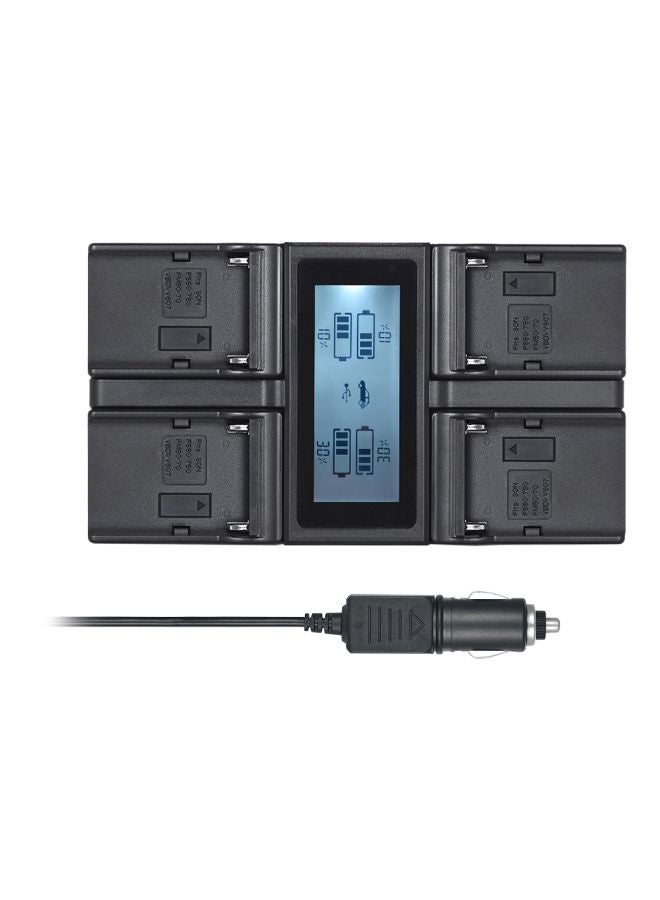 ANDOER 4-Channel Digital Camera Battery Charger With LCD Display Black - Image 1