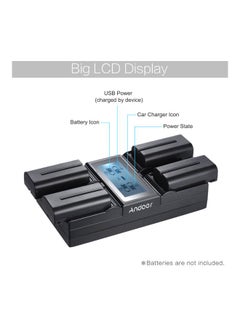 ANDOER 4-Channel Digital Camera Battery Charger With LCD Display Black  - Image 5