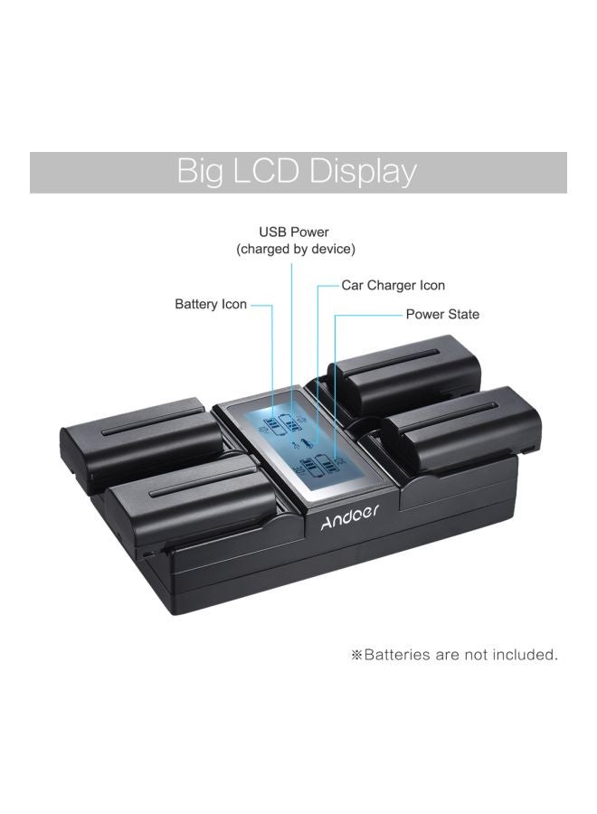 ANDOER 4-Channel Digital Camera Battery Charger With LCD Display Black - Image 4