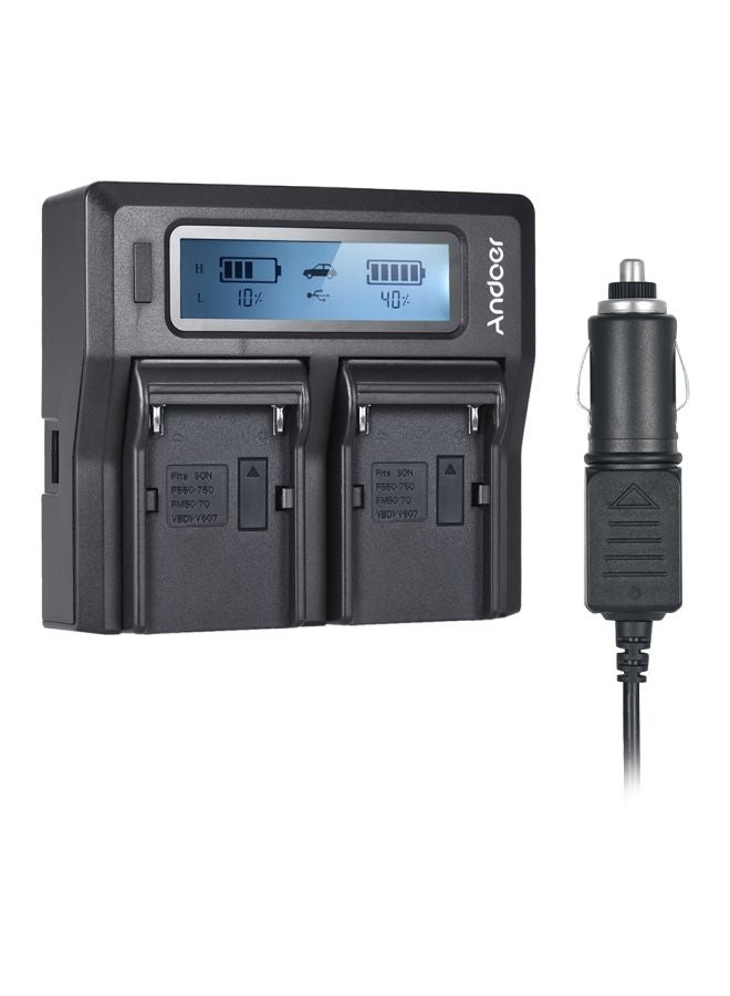 ANDOER Dual Channel Camera Battery Charger For Sony Black - Image 1