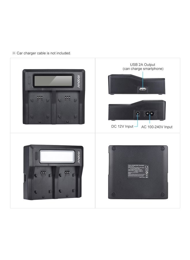 ANDOER Dual Channel Camera Battery Charger For Sony Black - Image 5
