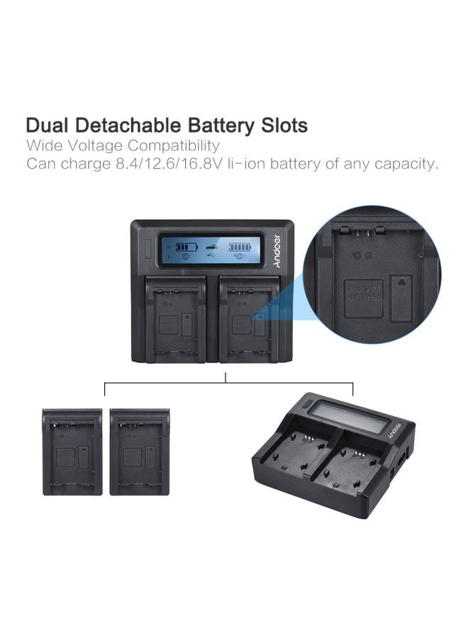 ANDOER Dual Channel Camera Battery Charger For Sony Black - Image 4