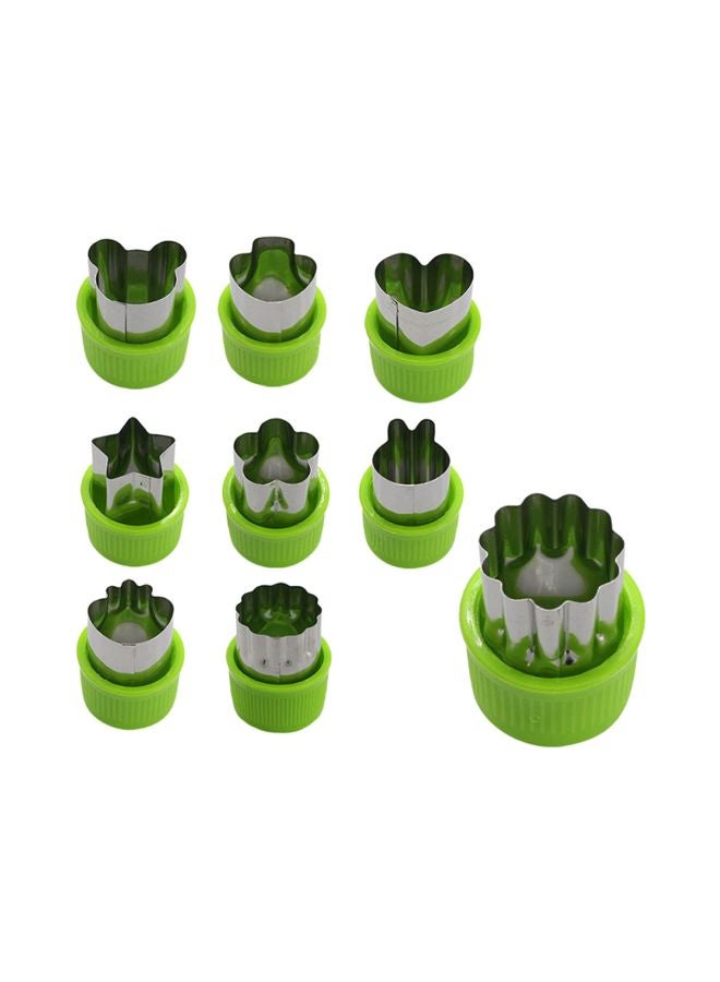 9-Piece Cookie Cutters Set Green/Silver