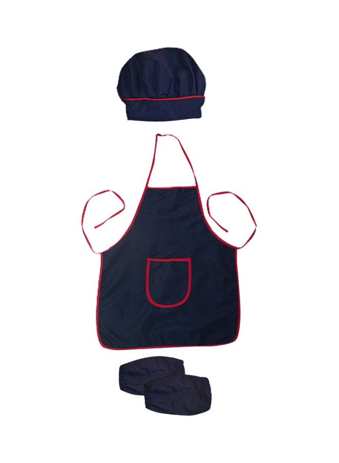 4-Piece Cooking Apron Set Blue/Red 