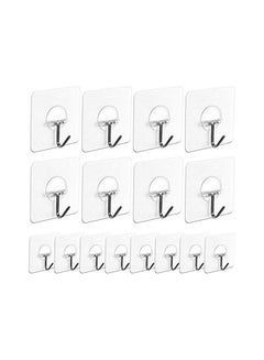 16 Pack Adhesive Wall Hooks Clear/Silver 6x6x6centimeter
