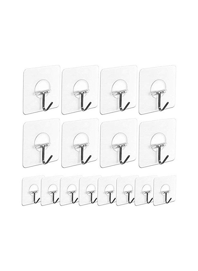 Generic - 16 Pack Adhesive Wall Hooks Clear/Silver 6x6x6centimeter - Image 1