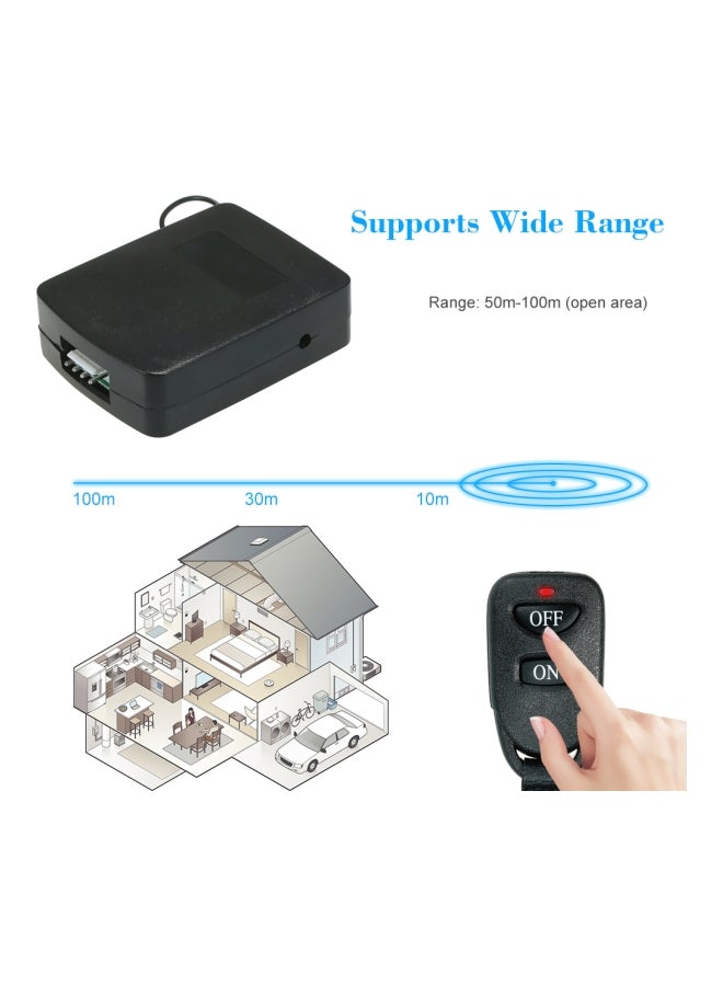 Generic - Wireless RF Remote Controlled Key Fob With Receiver Switch Module Black - Image 1
