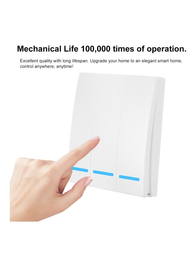 Generic - 3-Gang Push Button Remote Controller Wall Light White/Blue - Image 1