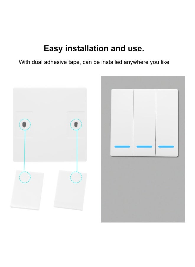 Generic - 3-Gang Push Button Remote Controller Wall Light White/Blue - Image 1