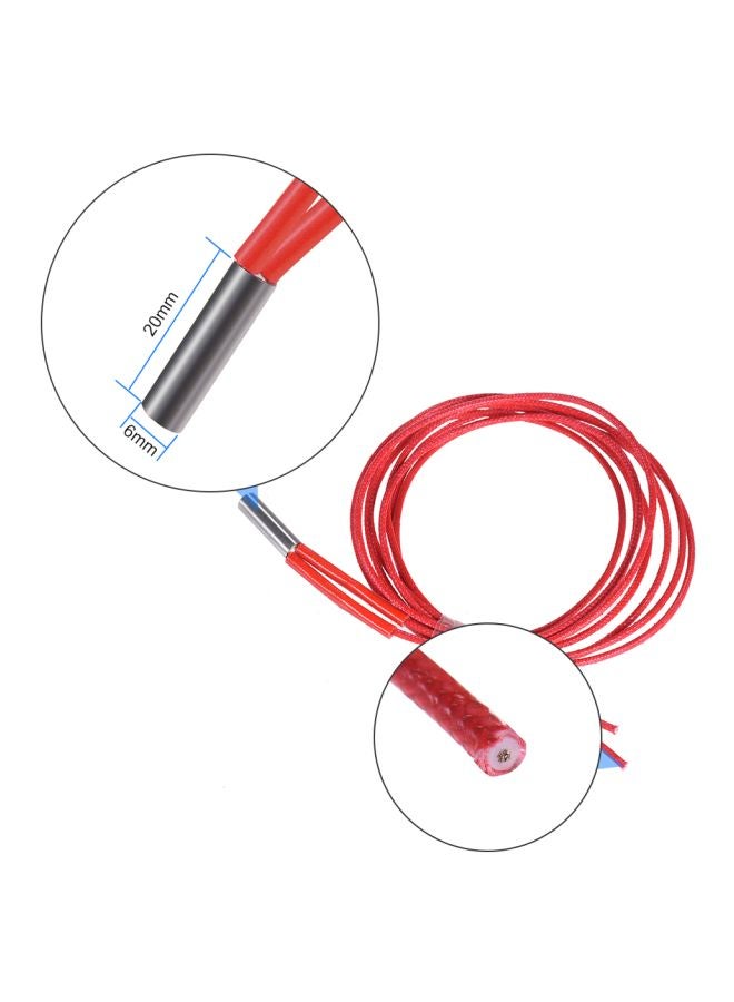 Single End Cartridge Heating Tube For 3D Printer Red/Silver - Image 2