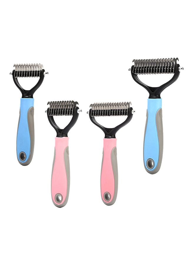 4-Piece Stainless Steel Knot Opening Comb Blue/Pink