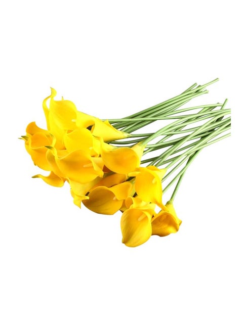 10-Piece Artificial Calla Lily Flower Bouquet Yellow/Green 13inch