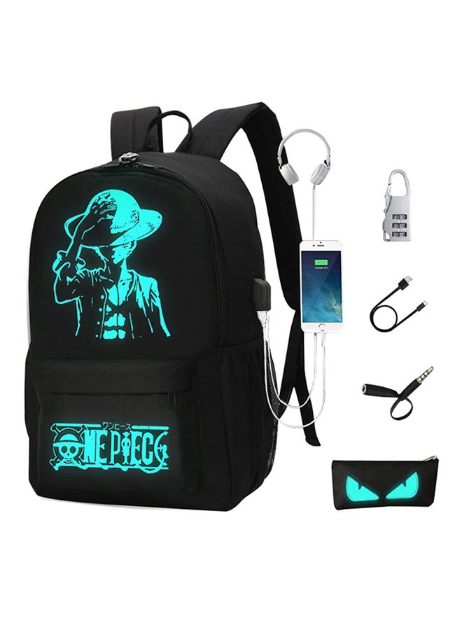 Multifunctional Waterproof Luminous School Backpack Black - Image 3