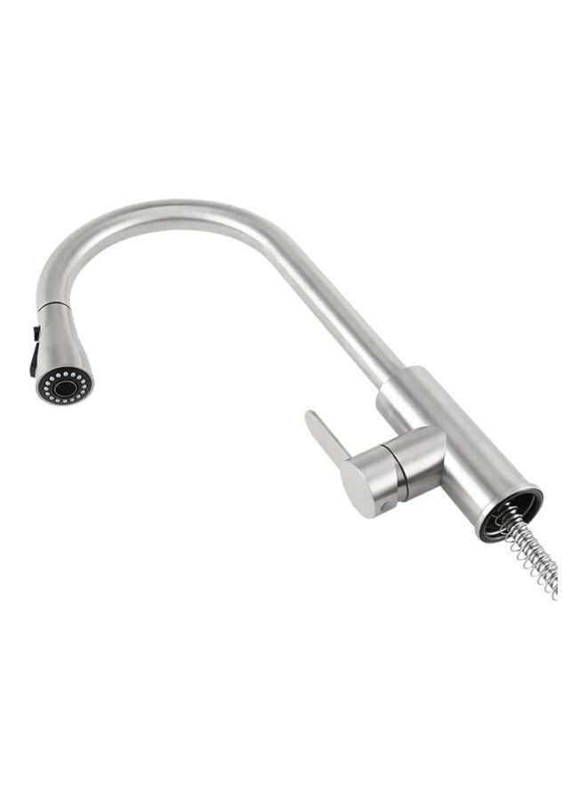 Single Handle Pull Kitchen Faucet Silver 400mm - Image 4