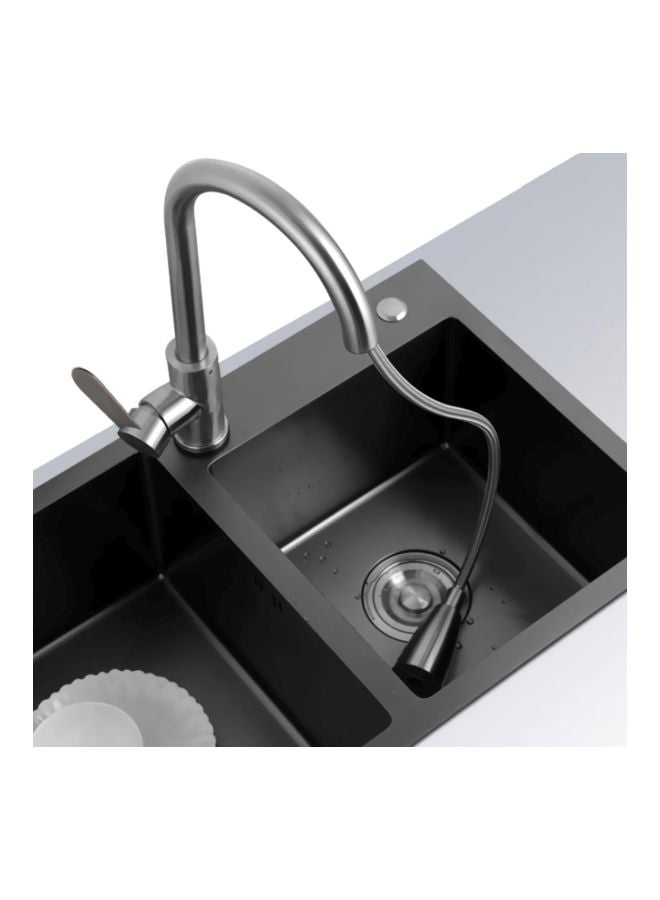 Single Handle Pull Kitchen Faucet Silver 400mm - Image 2