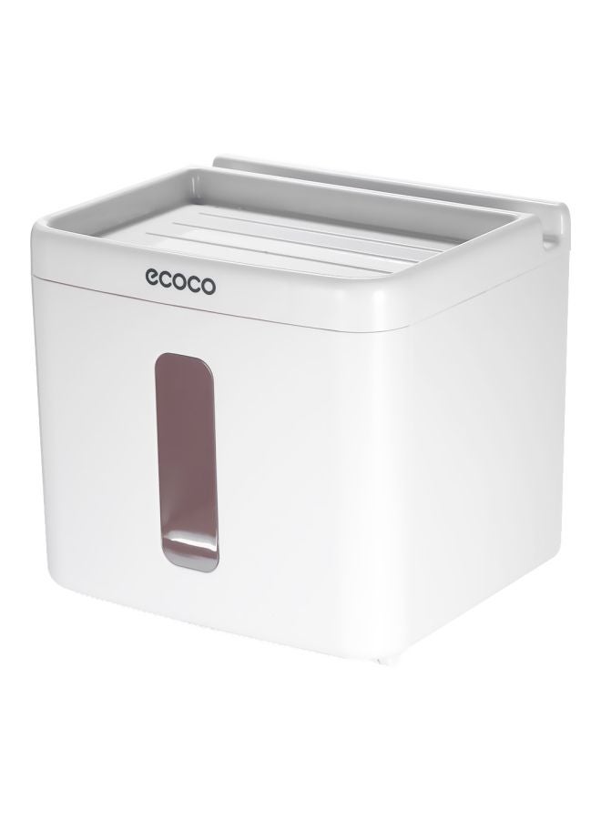 ecoco Roll Paper Tissue Box Case White/Black 14.5 × 13.4 × 14.3cm - Image 1