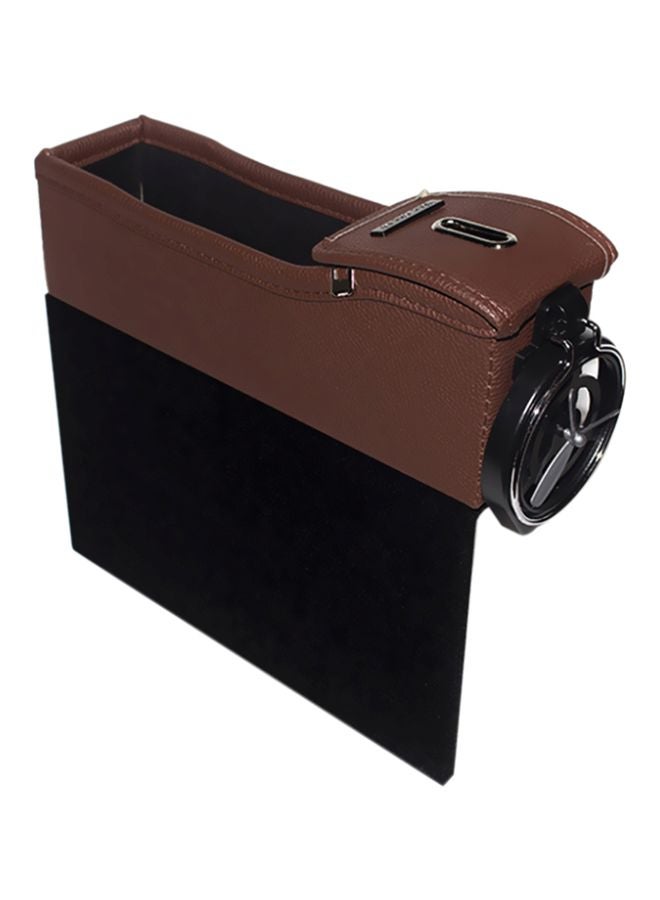 Portable Leather Catcher Box Brown/Black 26 × 23.5 × 7cm - Image 1