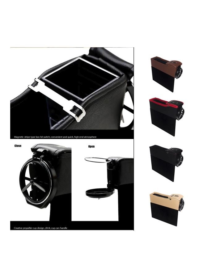 Portable Leather Catcher Box Brown/Black 26 × 23.5 × 7cm - Image 2