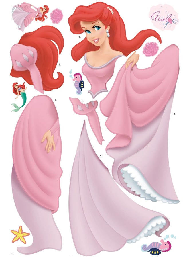 Disney Princess Ariel Peel & Stick With Gems Giant Wall Sticker - v1563350700/N23321633A_1