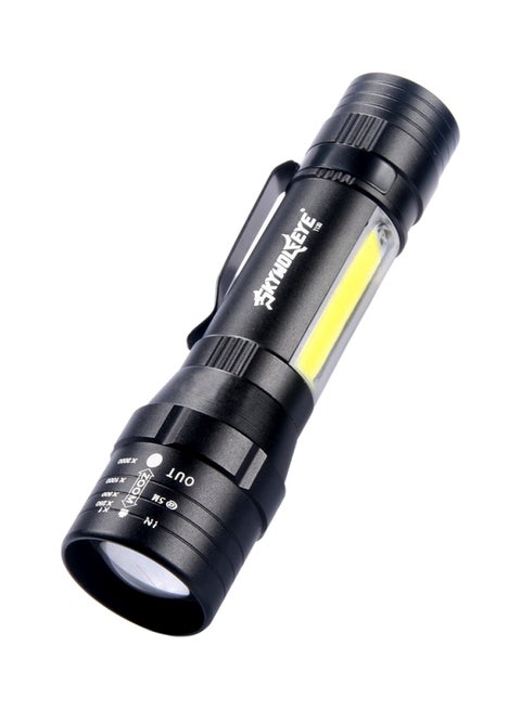 مصباح يدوي LED T6 بتقنية COB ومزود بمنفذ USB وقابل لإعادة الشحن وبعدد 4 أوضاع أسود