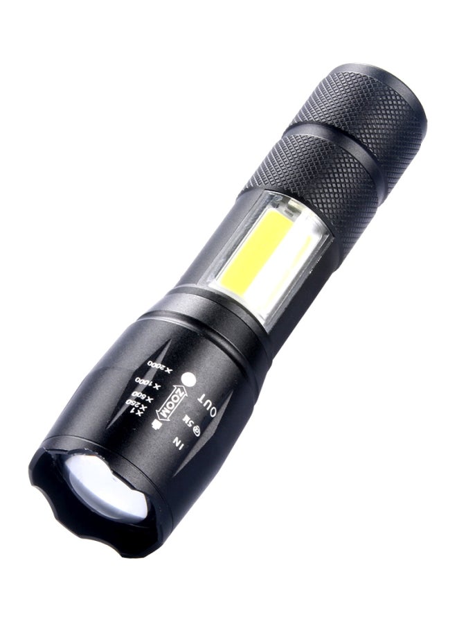 SKYWOLFEYE - 4 Mode T6+COB USB Rechargeable LED Flashlight Torch Black - Image 1