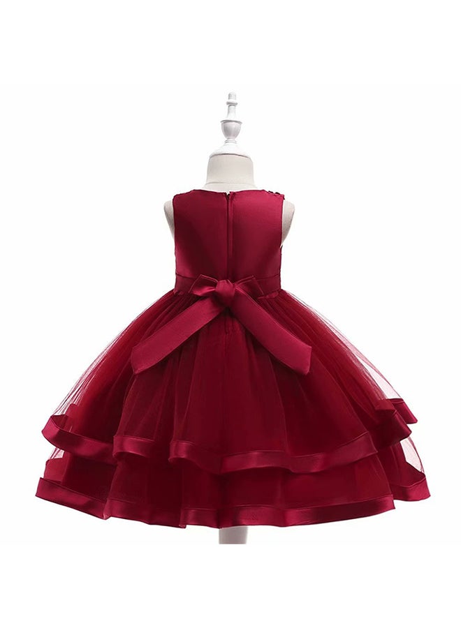 Round Neck Sleeveless Dress Red  - Image 2