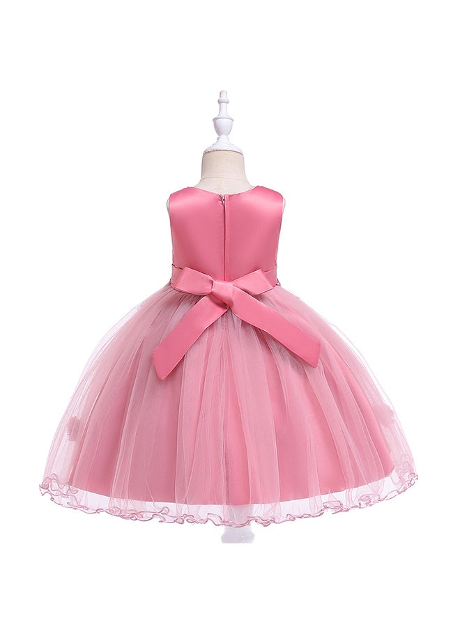 Round Neck Sleeveless Dress Pink/Silver  - Image 2