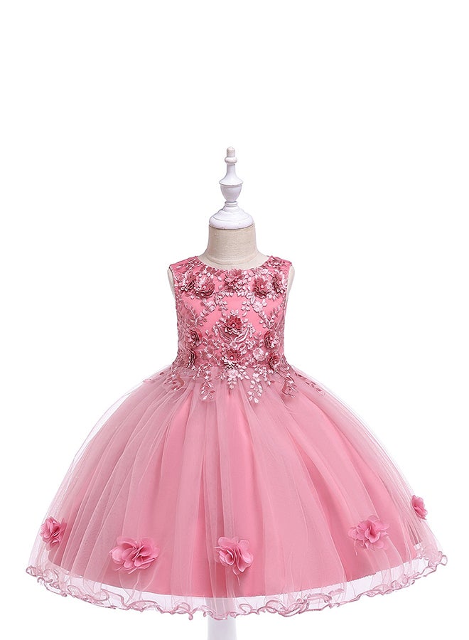 Round Neck Sleeveless Dress Pink/Silver  - Image 1