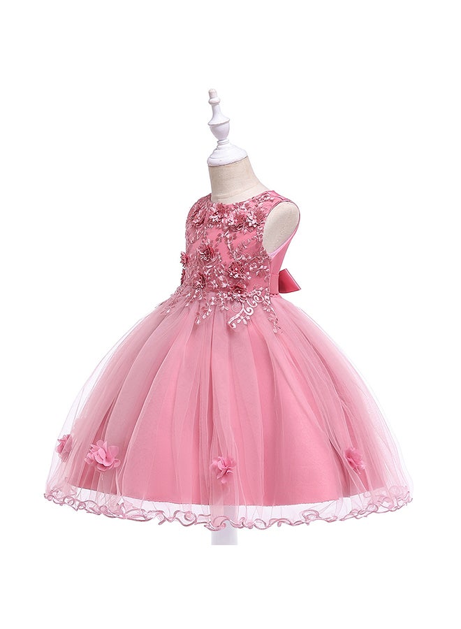 Round Neck Sleeveless Dress Pink/Silver  - Image 3