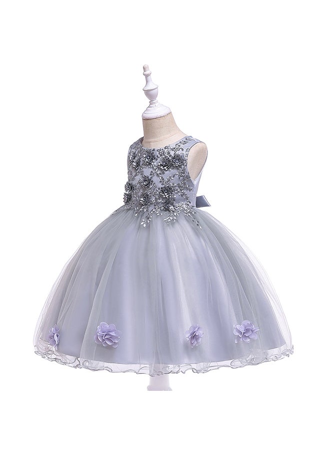 Round Neck Sleeveless Dress Grey  - Image 3
