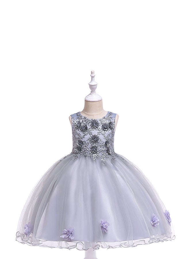 Round Neck Sleeveless Dress Grey  - Image 1
