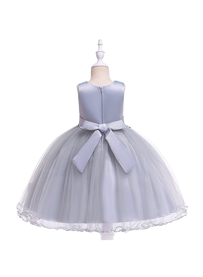 Round Neck Sleeveless Dress Grey  - Image 2