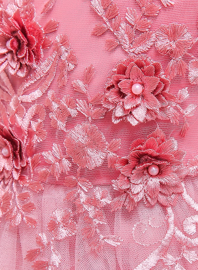 Round Neck Sleeveless Dress Pink/Silver  - Image 4