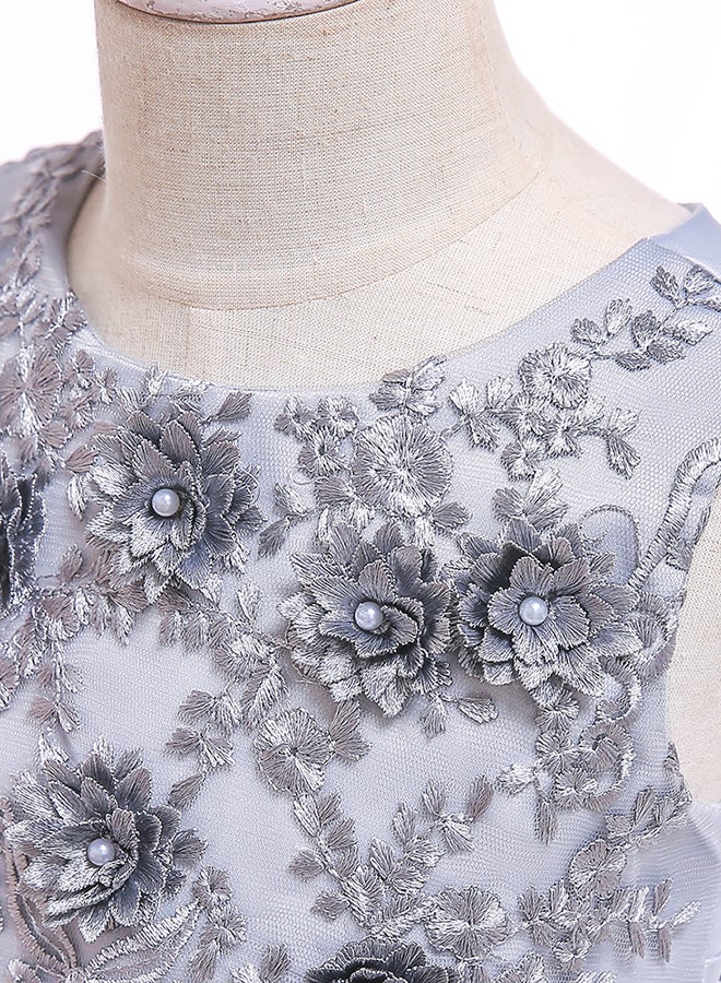 Round Neck Sleeveless Dress Grey  - Image 4