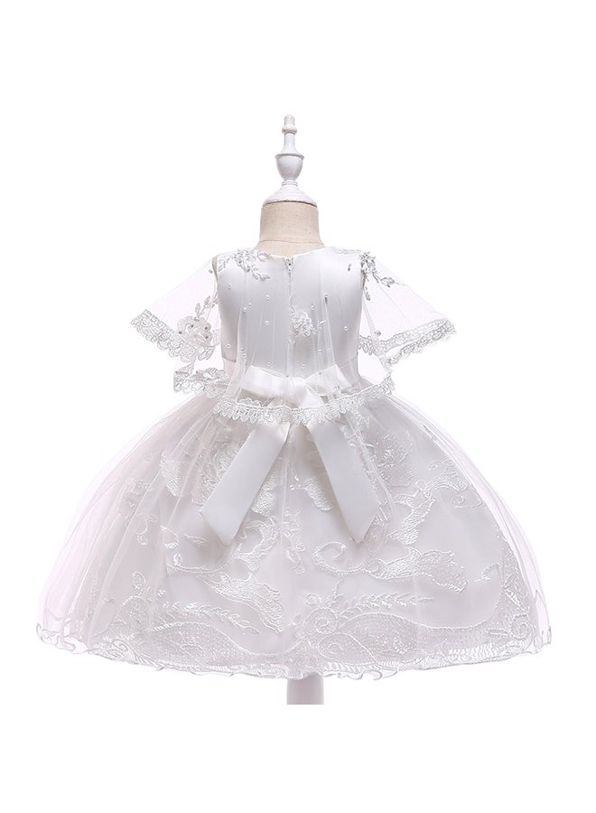Round Neck Cap Sleeve Dress White  - Image 2