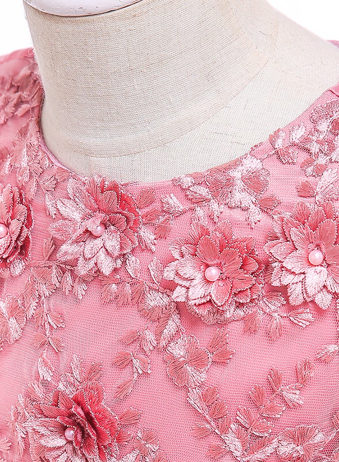 Round Neck Sleeveless Dress Pink/Silver  - Image 5