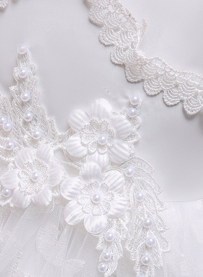 Round Neck Cap Sleeve Dress White  - Image 4