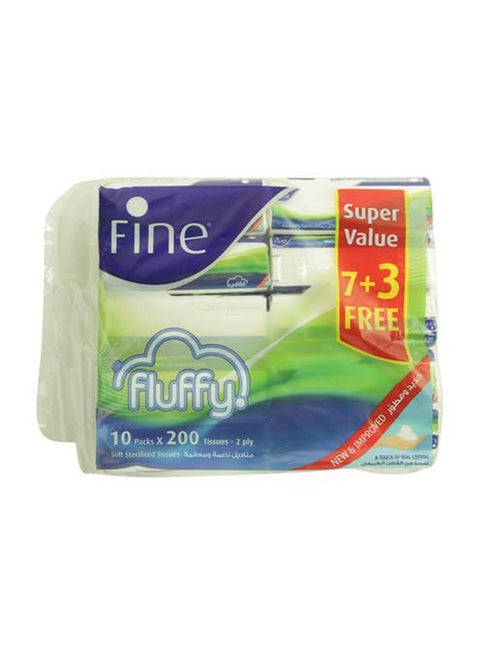 200-Piece Fluffy Tissue Set Pack Of 10 White 211x204mm