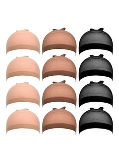 12-Piece Nylon Wig Caps Beige/Brown/Black - v1563368715/N28275567A_1