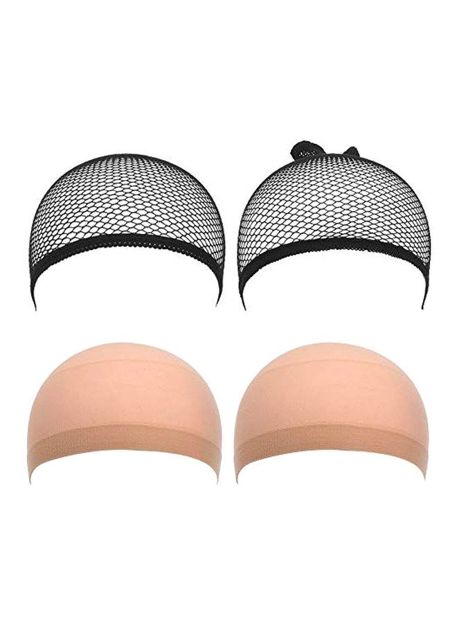 eBoot 4-Piece Nylon And Mesh Wig Cap Beige/Black