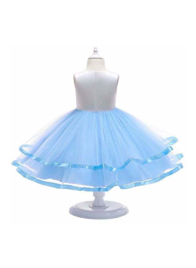 Lace Detailed Maxi Dress With Headband Blue/White/Pink  - Image 2