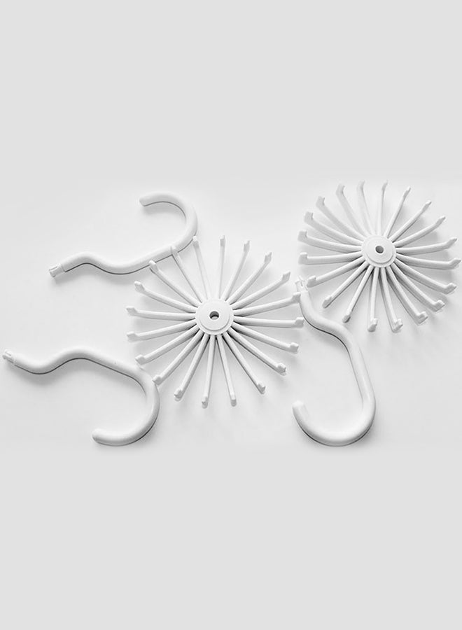 20-Piece Hooks Rotating Tie Scarf Hanger White 11x12cm